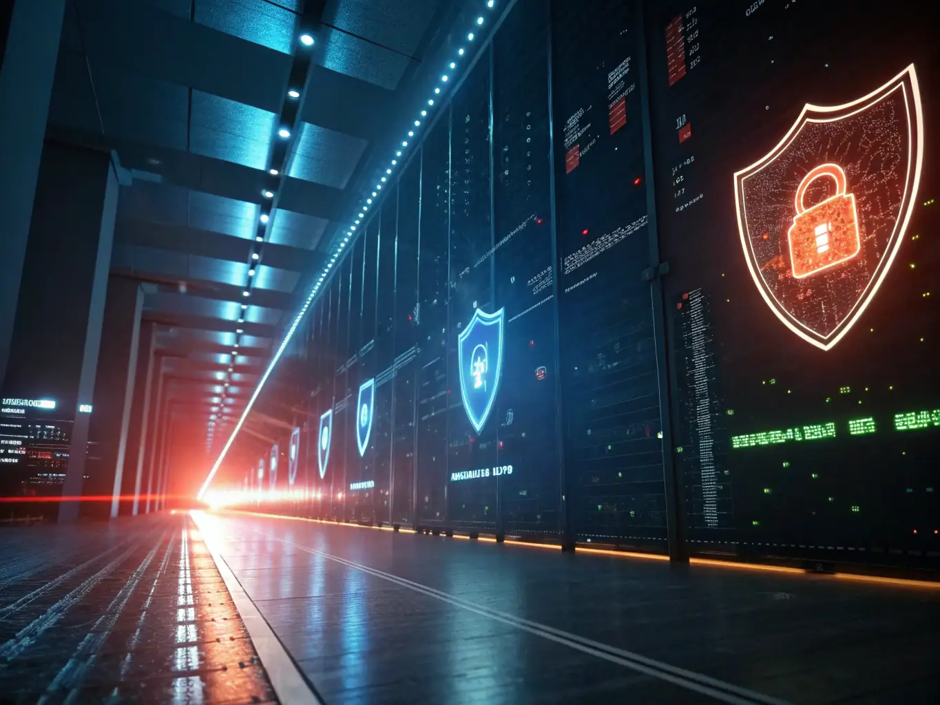 A digital representation of a cyber attack, showing data streams and security breaches, highlighting the importance of cyber threat management.