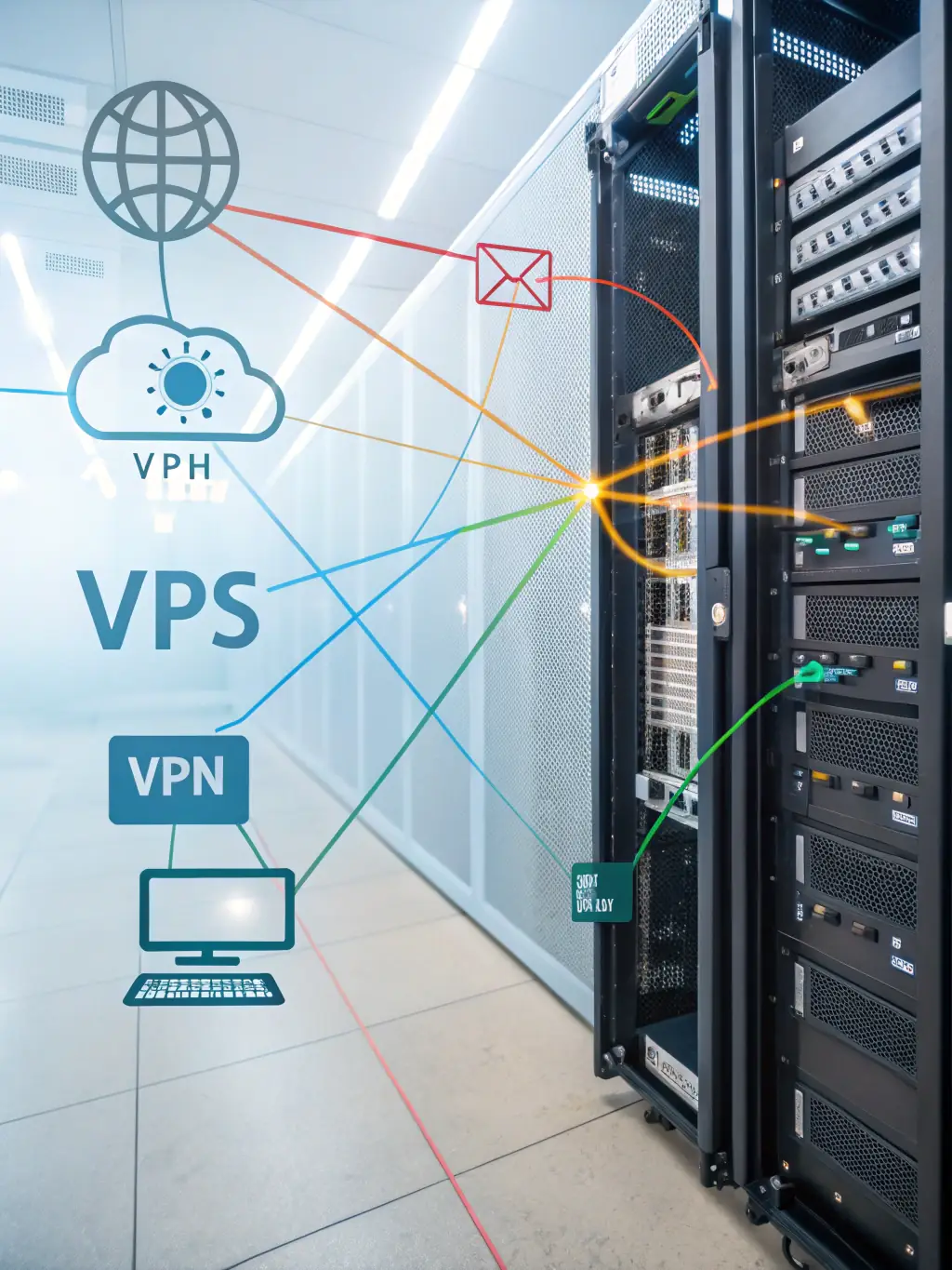 A network diagram illustrating secure data flow, emphasizing network security principles and best practices.